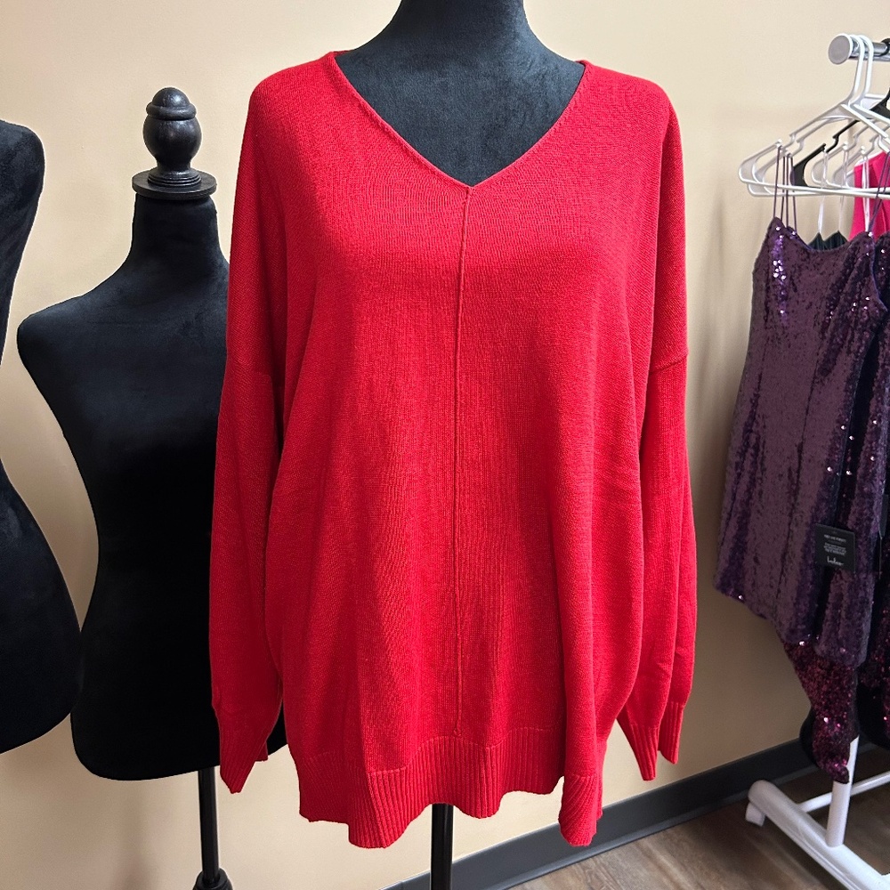 August Sky red sweater